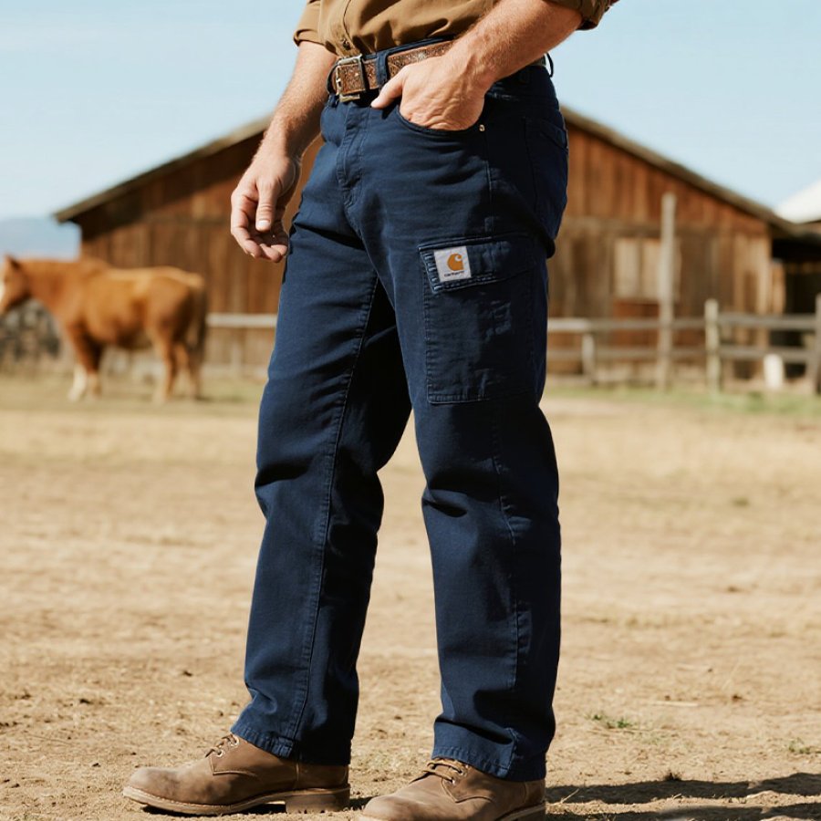 

Men's Vintage Workwear Cargo Pants In Dark Blue