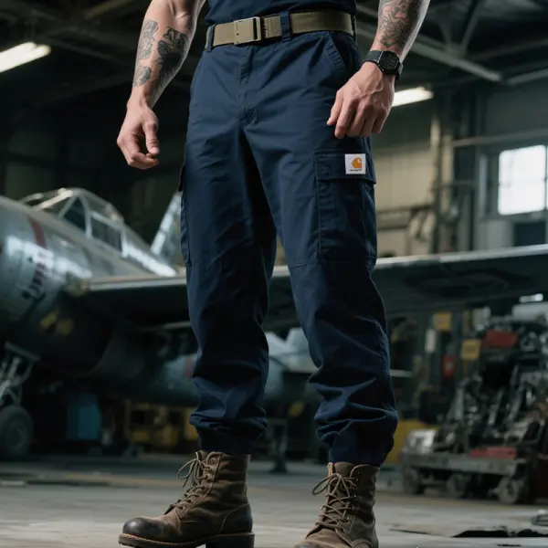 Men's Casual Workwear Durable Comfortable Cargo Pants Navy Blue - Wayrates.chimpone.com 