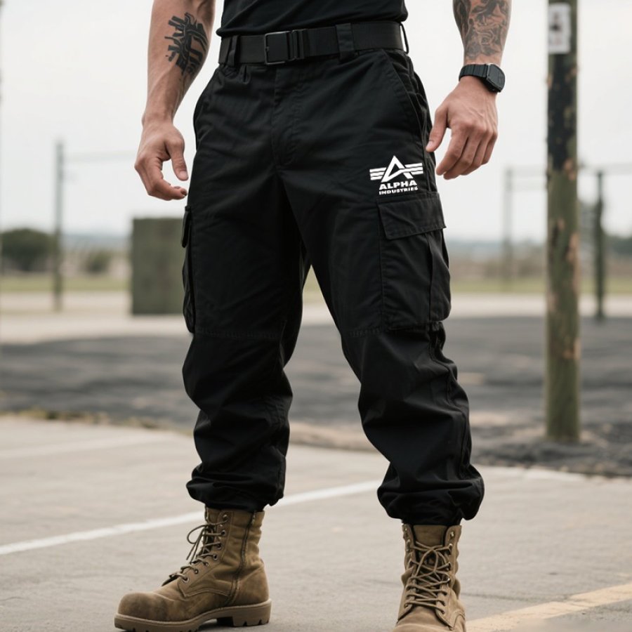 

Men's Casual Tactical Cargo Pants Black Streetwear