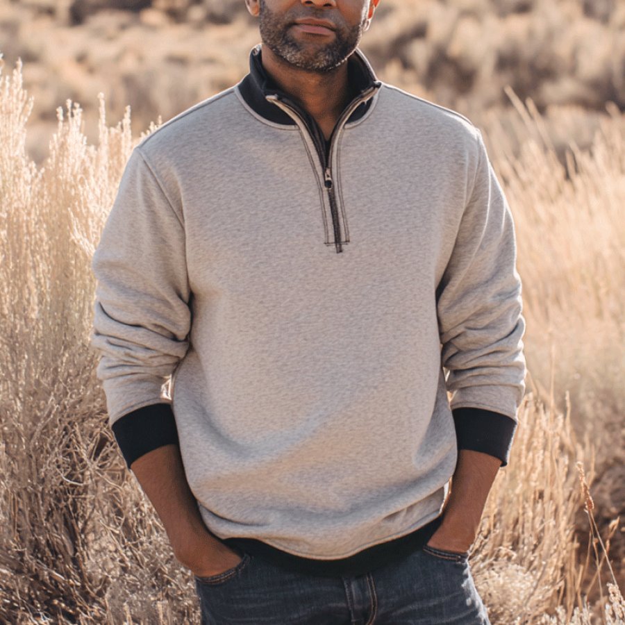 Men's Casual Half-Zip Pullover For Outdoor Adventures