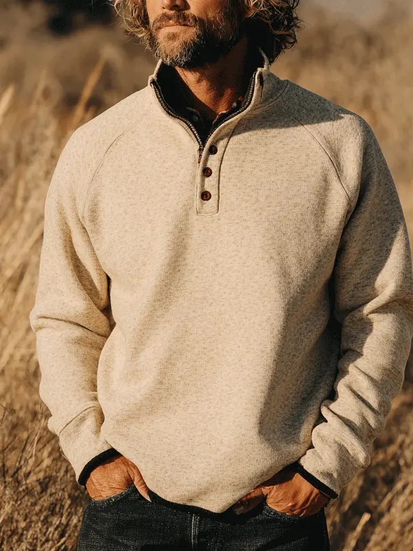 Men's Casual Henley Pullover For Outdoor Adventures - Pragmaace.com 