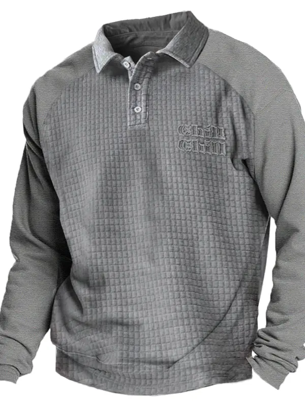 Men's Vintage Gray Polo Shirt With Embroidered Logo - Menbarn.com 