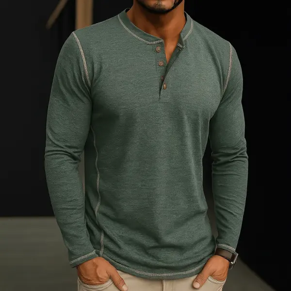 Men's Casual Henley Long Sleeve Shirt - Perfect For Everyday Wear - Menzfolk.com 