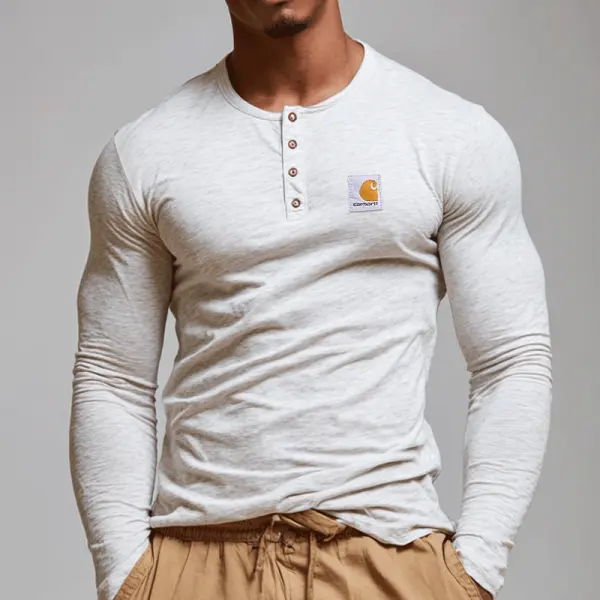 Stylish Henley Long Sleeve Top For Men - Perfect For Casual And Everyday Wear - Wayrates.com 