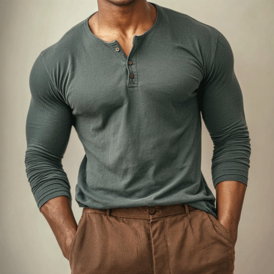 Stylish Henley Shirt For Men - Perfect For Casual And Everyday Wear
