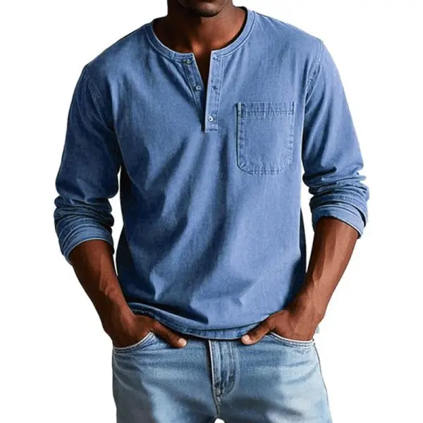 Stylish Henley Shirt With Chest Pocket - Perfect For Casual And Everyday Wear - Menzfolk.com 