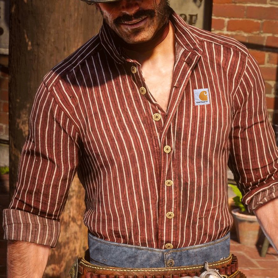 

Striped Button-Up Shirt For Men - Perfect For Casual And Work Wear