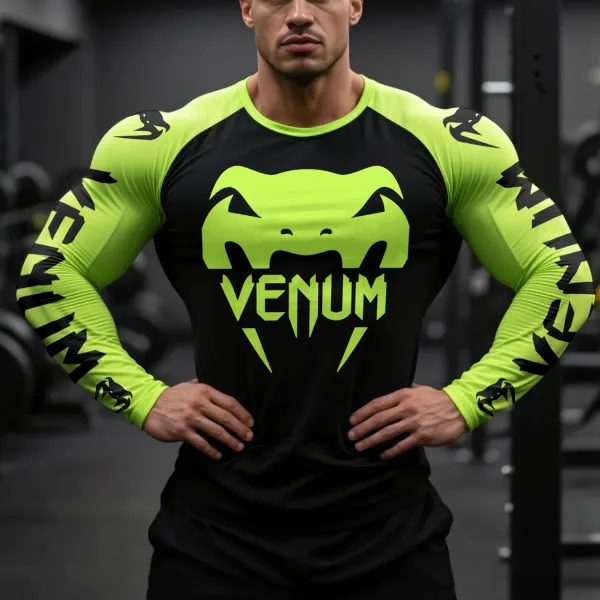 Skinny Fighting Print Raglan Long Sleeve Crew Neck Sweatshirt T-Shirt - Wayrates.com 