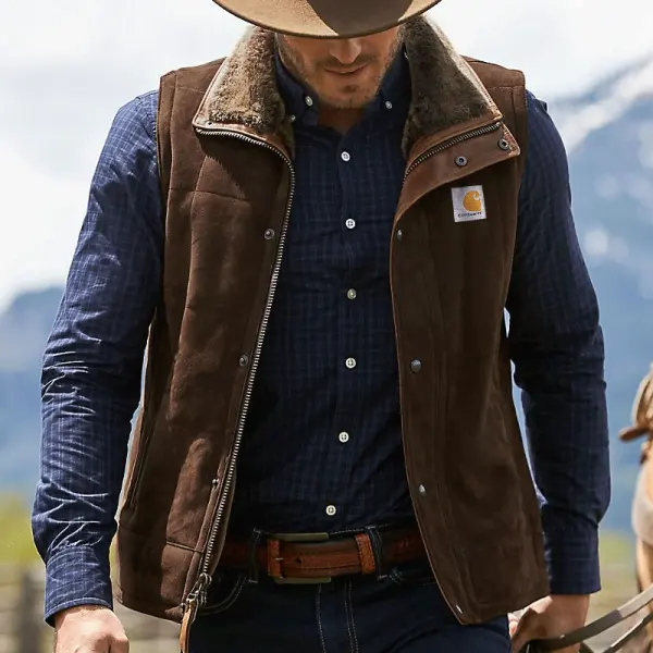 Stylish Vest With Faux Fur Collar For Outdoor Adventures - Wayrates.com 