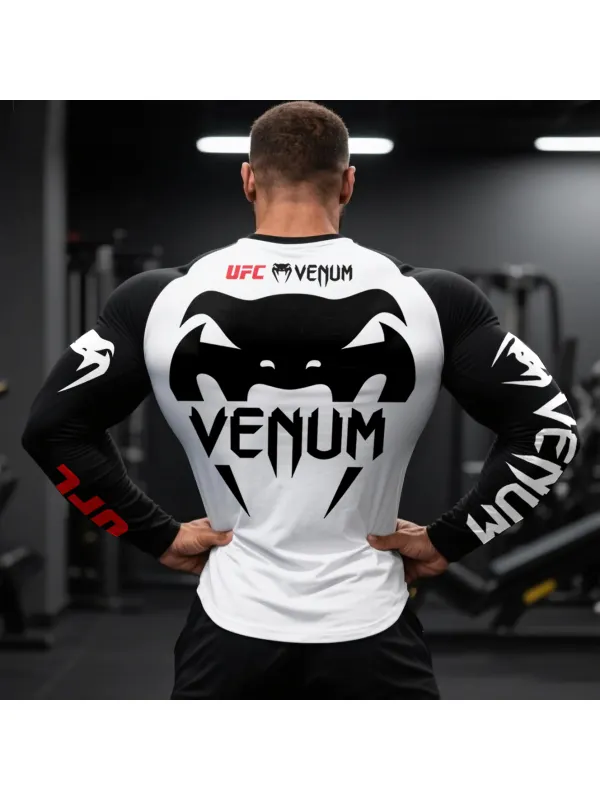 Skinny Fighting Print Raglan Long Sleeve Crew Neck Sweatshirt T-Shirt - Aptkoi.com 