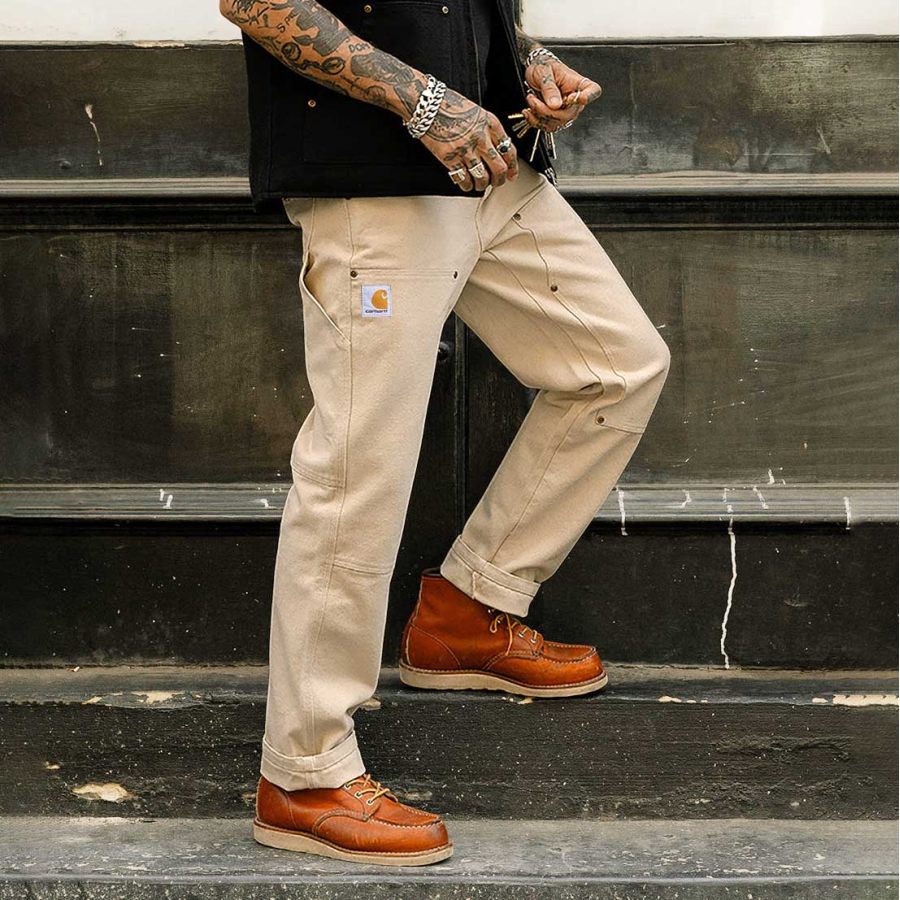 

Men's Beige Multiple Pockets Albion Tapered Carpenter Pant Workwear Trousers