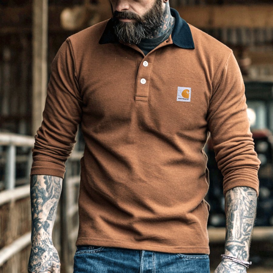 

Stylish Long Sleeve Polo Shirt For Men - Perfect For Casual And Outdoor Activities