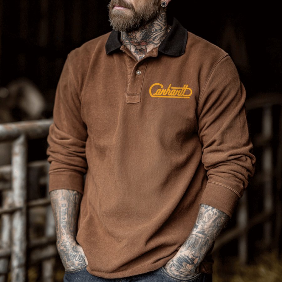 

Stylish Long Sleeve Polo Shirt For Men - Perfect For Casual And Outdoor Activities