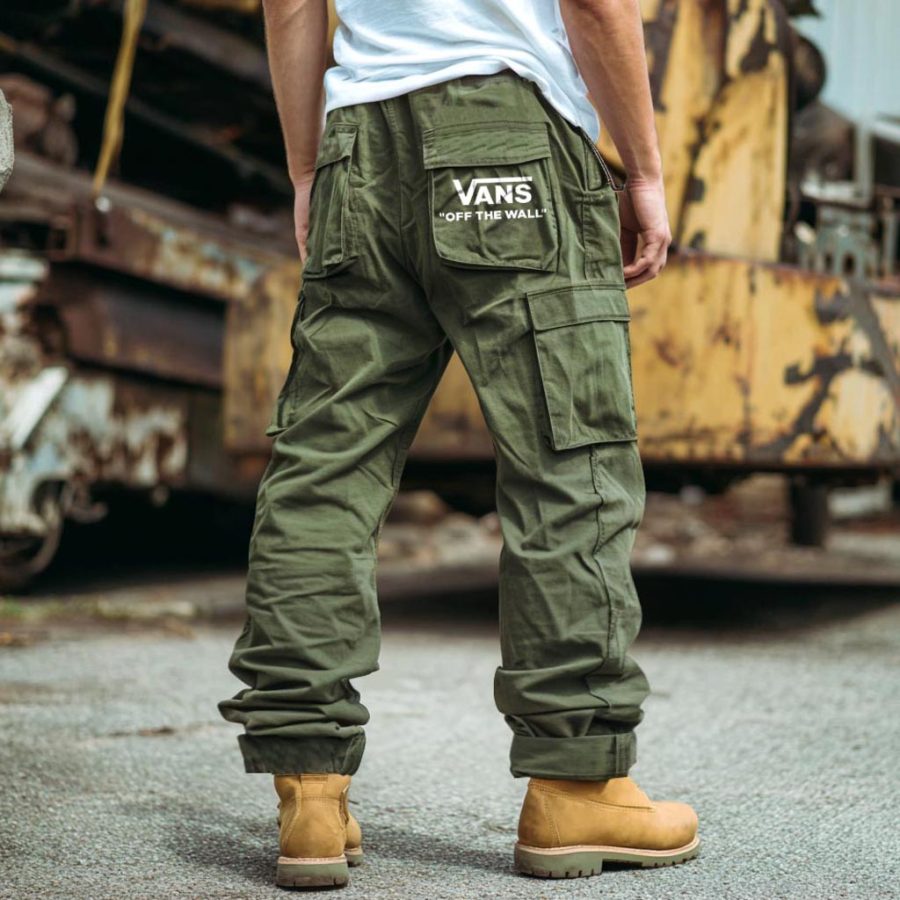 

Men's Vintage Outdoor Army Green Multi-Pocket Workwear Cargo Pants