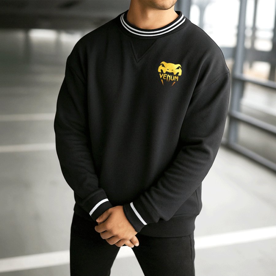 

Stylish Embroidered Logo Sweatshirt For Men - Perfect For Casual And Sporty Looks
