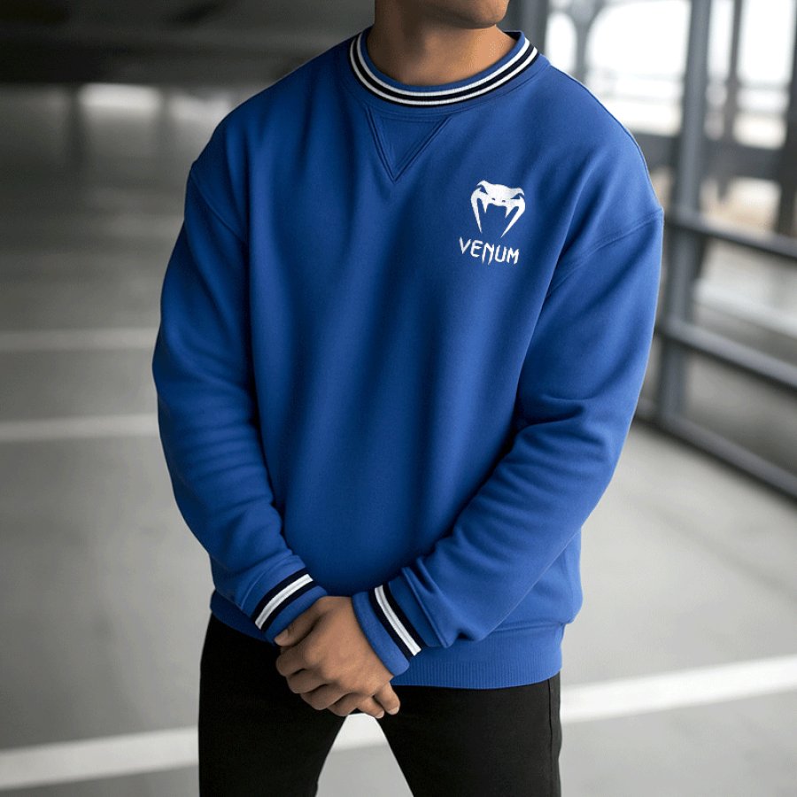 

Stylish Blue Crewneck Sweatshirt For Everyday Wear