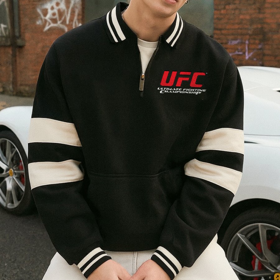 

Stylish Half-Zip Sweatshirt With Contrast Stripes