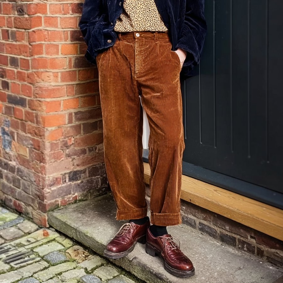 

Men's Vintage Brown Corduroy Trousers Pants