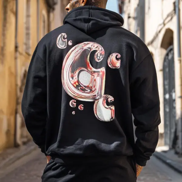 Men's Vintage Black Pocket Loose Long Sleeve Hooded Sweatshirt - Wayrates.chimpone.com 