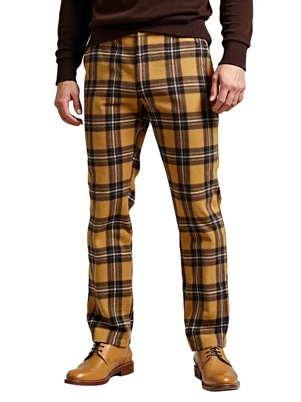 Men's Vintage Classic Plaid Flannel Trousers Pants - Wantbright.com 