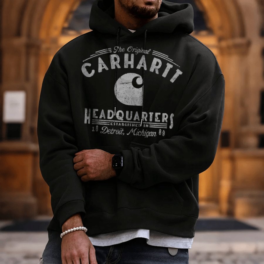 

Classic Hoodie With Vintage Logo Print For Men