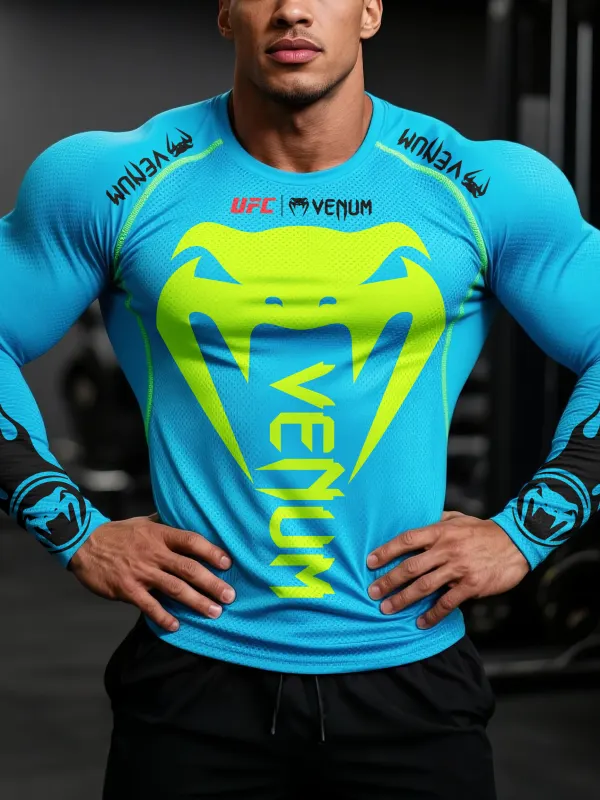 Tight-fitting Combat Print Raglan Long-sleeved Crew Neck T-shirt Mesh Jersey Fabric Breathable Fitness Sports Top - Pragmaace.com 