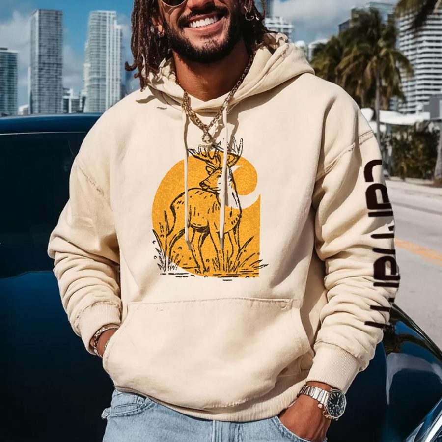 

Carhartt Men's Vintage Deer Print Pocket Loose Long Sleeve Hoodie
