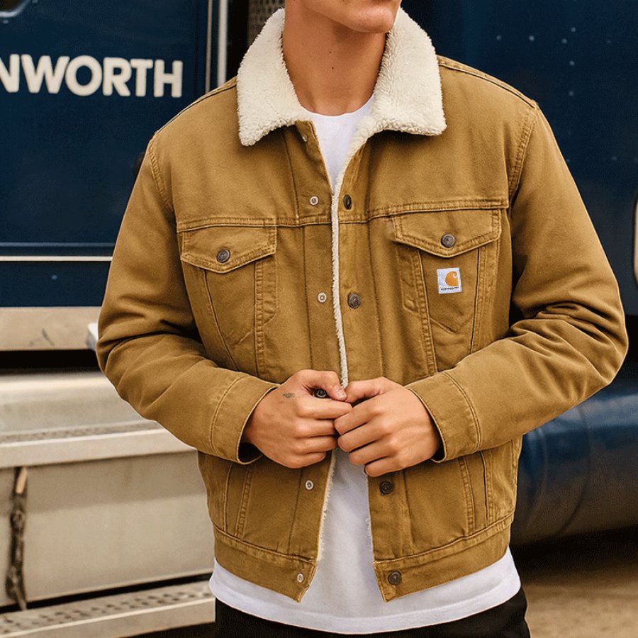 

Winter-Ready Sherpa Lined Jacket For Men - Perfect For Casual And Outdoor Adventures