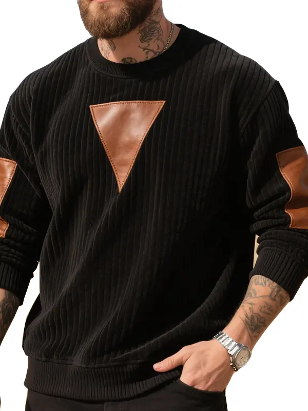 Men's Country Western Stylish Sweatshirt With Leather Accents - Pragmaace.com 