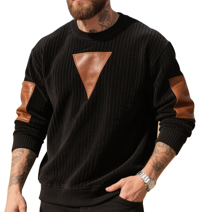 

Men's Country Western Stylish Sweatshirt With Leather Accents