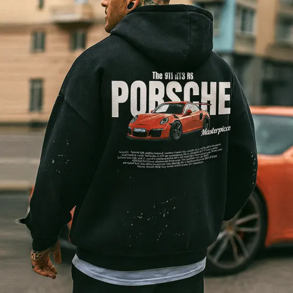 Stylish Graphic Hoodie With Sports Car Print For Men - Wayrates.com 