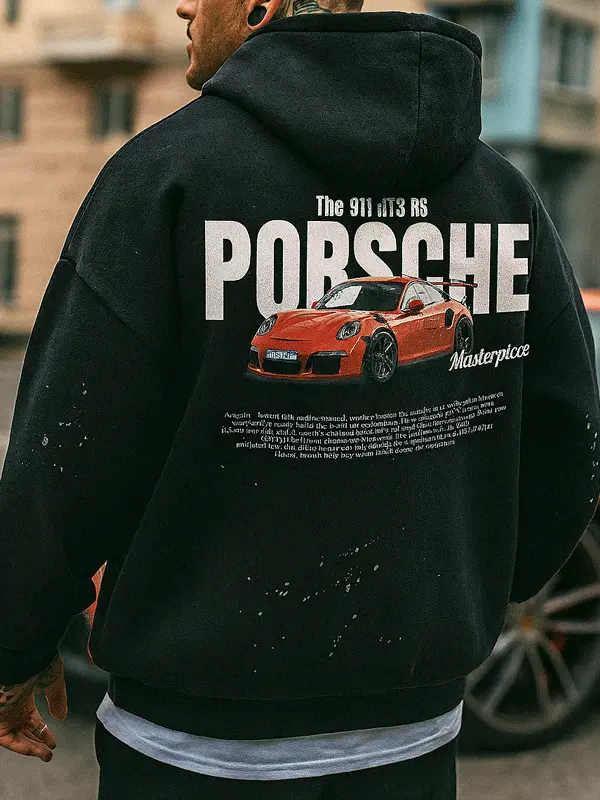 Stylish Graphic Hoodie With Sports Car Print For Men - Pragmaace.com 