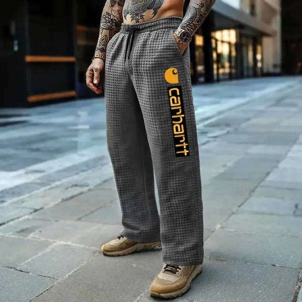 Carhartt Men's Vintage Dark Gray Plaid Quilted Waffle  Pants - Upgradecool.com 