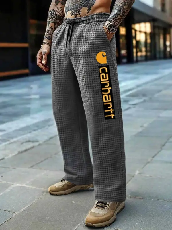 Carhartt Men's Vintage Dark Gray Plaid Quilted Waffle  Pants - Wantbright.com 