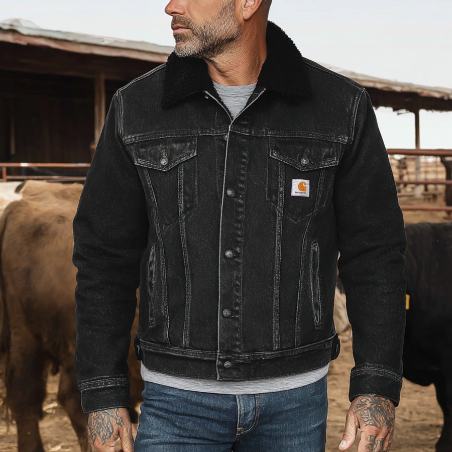 

Men's Vintage Classic Denim Jacket With Sherpa Lining