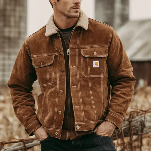 Suede Truck Winter-Ready Sherpa-Lined Jacket With Classic Design - Wayrates.com 