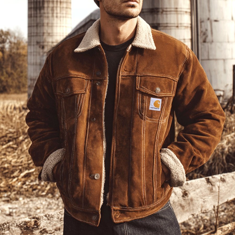

Winter-Ready Suede Truck Sherpa-Lined Jacket For Men - Perfect For Outdoor Adventures