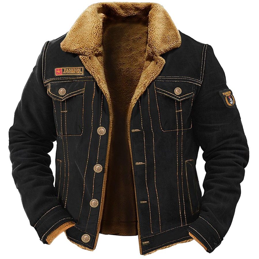 

Men's Vintage Outdoor Workwear Cargo Tactical Lapel Casual Fleece Jacket