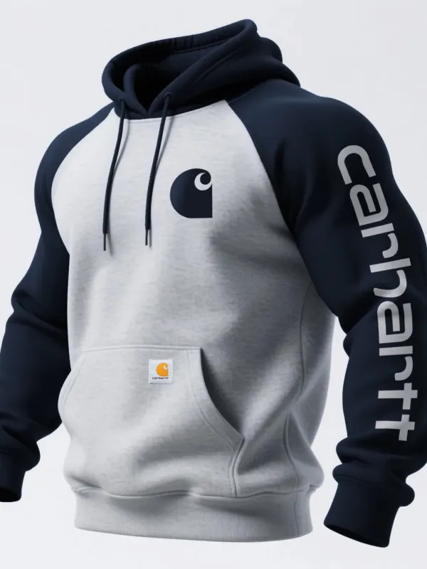 Carhartt Men's Casual Contrast Color Raglan Sleeve Hooded Sweatshirt - Wantbright.com 