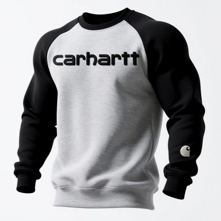 Flocked Printed Sweatshirt Loose Casual Contrast Color Raglan Sleeve Crew Neck Sweatshirt
