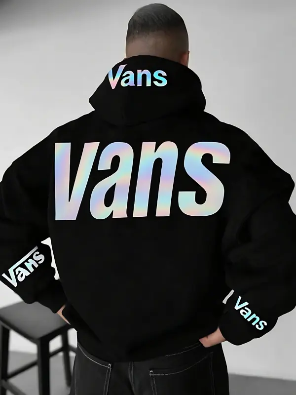 Stylish Hooded Sweatshirt With Reflective Logo Design For Men - Pragmaace.com 