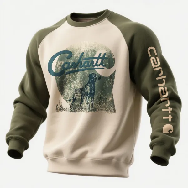 Loose Casual Contrast Color Raglan Sleeve Crew Neck Sweatshirt - Wayrates.com 