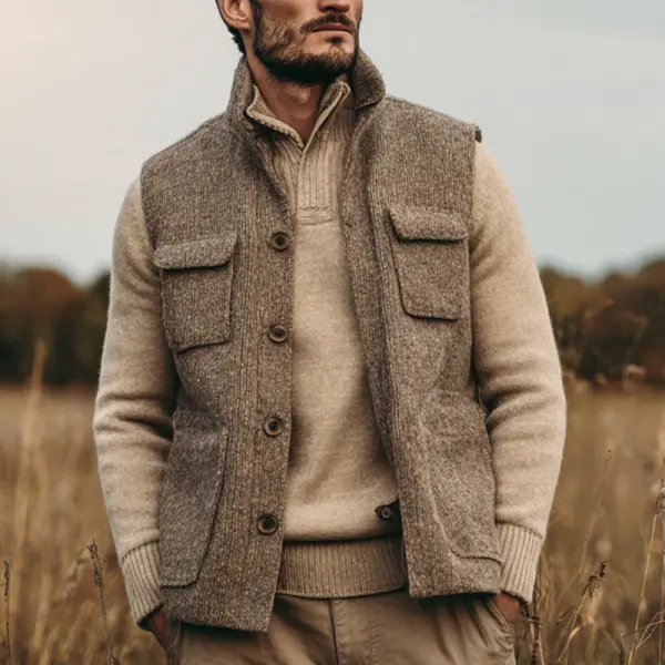 Classic Men's Vest With Button Closure For Outdoor Adventures - Wayrates.com 