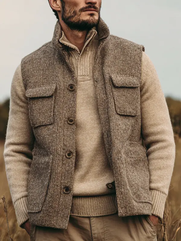 Classic Men's Vest With Button Closure For Outdoor Adventures - Wantbright.com 