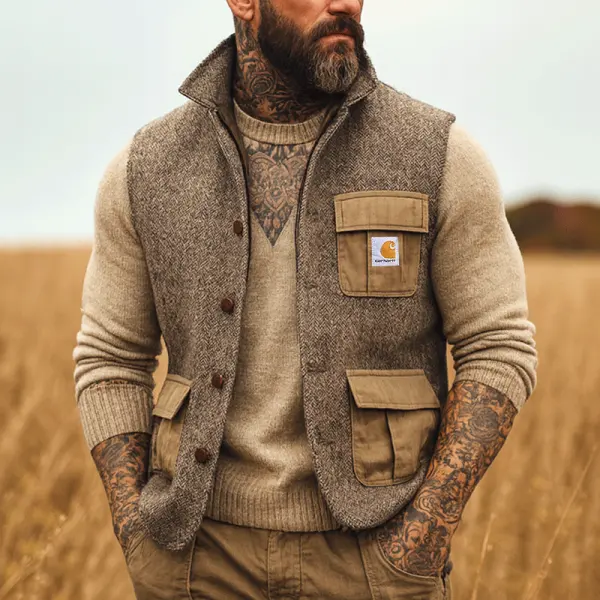 Stylish Chevron Vest With Functional Pockets For Outdoor Adventures - Wayrates.com 