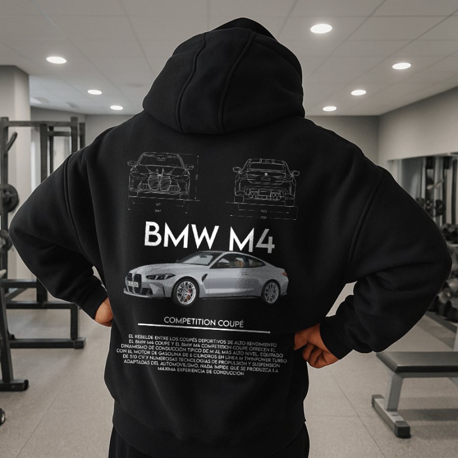 

Sporty Graphic Hoodie With Car Design For Enthusiasts