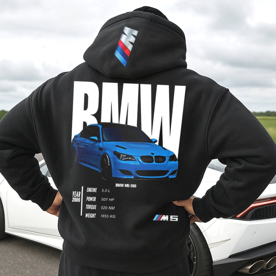 

Sporty Graphic Hoodie With Car Print For Enthusiasts