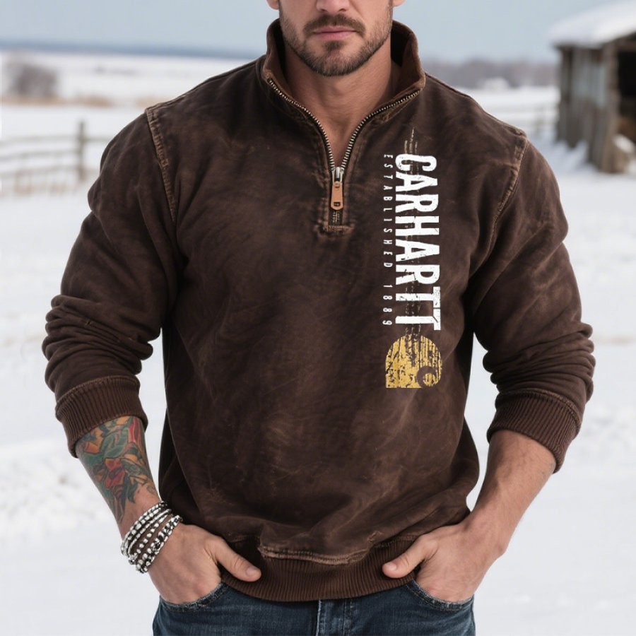 

Men's Vintage Country Style Quarter-Zip Sweatshirt