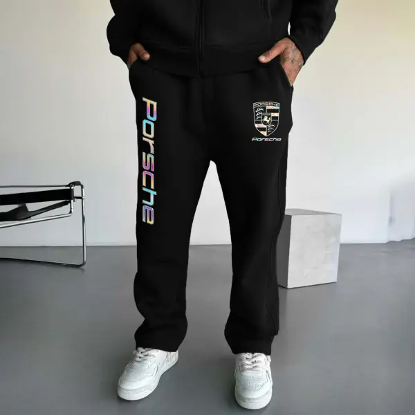 Men's Vintage Racing Car Black Elastic Drawstring Sweatpants - Wayrates.com 