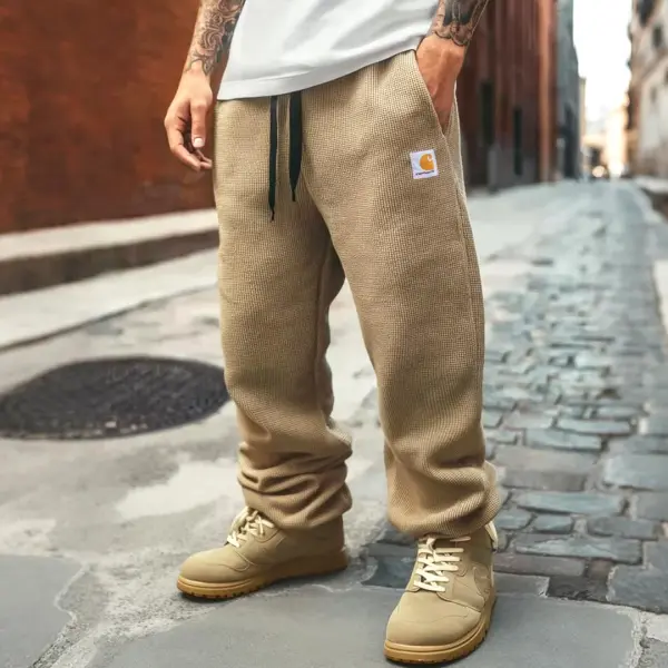 Men's Vintage Khaki Straight Loose Elastic Drawstring Sweatpants Pants Trousers - Wayrates.com 